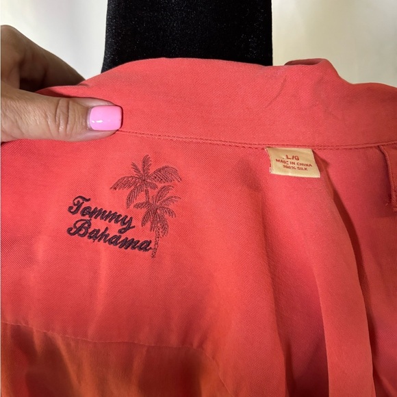 Tommy Bahama Coral Button-Up Shirt 100% Silk Size‎ Large - Picture 5 of 9